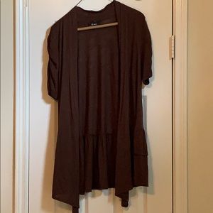 Cap-Sleeve Brown Cardigan